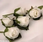 3X WEDDING FLOWER BRIDAL SILK CREAM WHITE ROSE BUTTON HOLE FLOWERS BUTTONHOLE