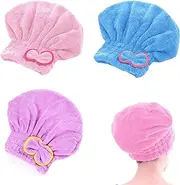 BDSHUNBF 3PCS Rapid Drying Hair Towel, Hair Towel Wrap, Microfibre Towel Super Absorbent Anti Frizz Dry Hair Hat for Women and Girls Drying Hair