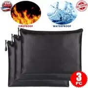 3X Fireproof Waterproof Money Bag Envelope Safe Document Bag Zip File Pouch Case