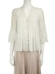 White Metallic Buttoned Top