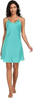 [FRODOTGV] Women's Slip Nightdress spaghettis Strap Loungewear Nightshirts Turquoise Plain Casual Print Sleepdress for Women S