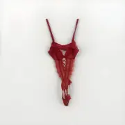 Victoria Secret Lingerie Teddy One Piece Bodysuit XL Red Lace Crotchless New