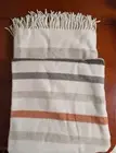 BROOKLINEN Striped Lambswool Throw Blanket (Pebble Stripe) Brand New