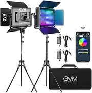 GVM LED Video Light, Dimmable Bi-Color, Photography Lighting with APP Control, Video Lighting Kit for YouTube Outdoor Studio, 2 Packs Led Panel Light, 2300K-6800K, CRI 97+