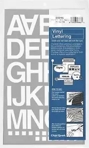 Chartpak Self-Adhsv Vinyl Cap Letters and Numbers, 1-1/2", Wh, 45/Pack (01046)