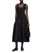 Sandro Long Dual Material Dress