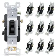 3 Way Toggle Light Switch, 15 Amp, 120 V, Toggle Framed AC Quiet Switch, in W...