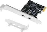 PCIE 2-Ports Superspeed 5Gbps Max USB 3.1 Gen1 Type C Card for Windows 11, 10, 8