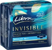Invisible Regular Pads with Wings, Pack of 12
