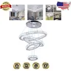 Adjustable LED Crystal Ring Chandelier - Modern Stainless Steel Ceiling Fixture