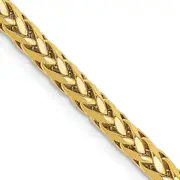 14K Yellow Gold 24 Inch 3.1mm Semi-Solid Diamond-Cut Wheat With Lobster Clasp Chain