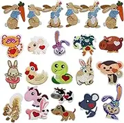 Woohome 23 PCS Iron on Patches, 12 Styles Animals Sew On Patches Rabbit Dog Snake Embroidered Appliques Sticker Patches for Clothes Dress Hat Jeans
