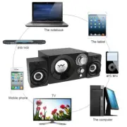 2.1 Mini Black 3W Wooden Subwoofer Portable Music USB Computer Speaker for Deskt