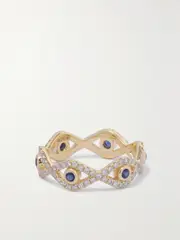 [Sydney Evan] Sydney Evan - Evil Eye 14-karat Gold, Diamond And Sapphire Ring - 6 1/2 6 1/2 Gold