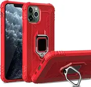 Cavor for iPhone 12 Pro Max Case,360°Rotation Ring Holder Kickstand [Work with Magnetic Car Mount] Shockproof Scratch-Resistant Protective Cover (6.7")-Red
