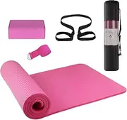 3PCS Yoga Equipment Set Yoga Mat Yoga Blocks Stretching Strap Yoga Beginner Exercise Set with Mat Storage Pouch and Strap Purple
