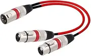 ROBAUN Balanced XLR Y Splitter Cable Color Weaving Microphone Cord-3Pin 1 Male to 2 Female XLR Y Cable 0.3 0.5M(Red,0.5m)