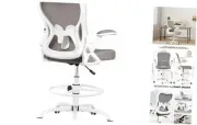 Drafting Chair, Tall Office Chair Ergonomic Standing Desk Chair, WR935-Z Grey