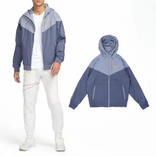 【NIKE 耐吉】外套 NSW Windrunner 男款 藍 黃 網眼 防風 拉鍊口袋 連帽外套(727325-492)