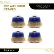 3" Crimped Wire Cup Wheel Brush Set For Grinders, 5/8"-11 Threaded Arbor: 4 Pack