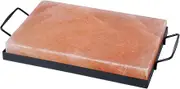 Himalayan Salt Plate Steel with Holder Set, Outdoor BBQ Himalayan Salt Block for Grilling Searing Chilling Cutting Seasoning & Serving