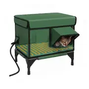 Outdoor Heated Cat House Winter Weatherproof Feral Cat Shelter with Heating Pad Large S