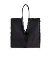 Bolster reversible shearling suede bag One size black