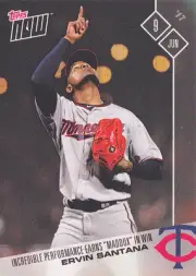 2017 Topps NOW 233 Ervin Santana Twins Incredible Performance Earn Maddux In Win