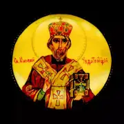 Russian Handpainted Brooches of Religous Saints_brooch_01, St. Nicholas