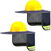 2 Pack Navy Blue Hard Hat Sunshield Upgrade Full Brim Neck Sunshade
