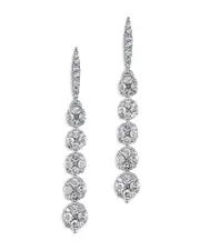 Bloomingdale's Fine Collection Diamond Cluster Linear Earrings in 14K White Gold, 1.0 tcw