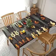 5 Foot Rectangle Elastic Fitted Tablecloth, Waterproof Edged Great for Picnic Party Outdoor Patio,Guitar Collection