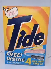 Tide Detergent Giant Sized Unopened Box w/4 Piece Comb Set Inside 60's Vintage
