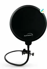 Auphonix 6" Pop Filter Screen 4 Microphones -Gooseneck Clamps Compatible w/ Blue