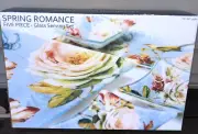 NEW Spring Romance 5-Piece Glass Serving Set Blue Floral Platters Bowls 593877