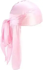 [Bigood] Unisex Men Women Silky Long Durag Pirate Chemo Cap Head Wrap Headwear