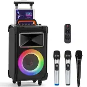 JYX Karaoke Machine with 3 Microphones,Livestream Speaker PA System Sbuwoofer...