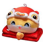 Cartoon Animal Sofa Throw Pillow,Hand Warmer Stuffed Blanket and Pillow Set | Portable Travel Blanket and Pillow Set, Cartoon Lion Snake Warming Hands Pillow Blanket for Camping Car