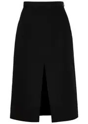 Khaite Fraser Faille Midi Skirt - Black - 6 6