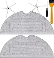 YBVABE Mop Pads for Roborock S7 MaxV Ultra / S7 MaxV Plus / S7 MaxV / S7 Pro Ultra / S7 / S8 / S8+ Robot Vacuum - 2 White Microfiber Mopping Pad Cloth & 2 White Side Brushes Replacement Accessory