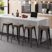 24" Metal Bar Stools Set of 4 Stackable Counter Height Barstools Backless Indust