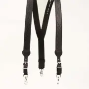 N8512401 Nocona Gallus Black Leather Suspenders with Basketweave Tooling NEW