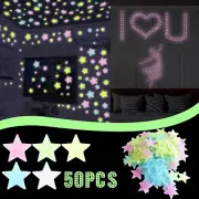 50PC Kids Bedroom Fluorescent Glow In The Dark Snowflake Wall Stickers New