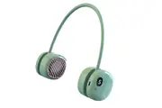 Portable Neck Fan USB Rechargeable Bladeless Fan Wearable Retro Headphone Design-Green