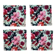 4pc Maine & Crawford Cecily Fleur 10cm Cloth Coaster Set Square Drink Mat Pink
