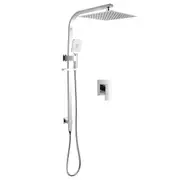 Chrome Bath Square 10'' Ultrathin Rainfall Shower Head 3-MODE Handheld Set Gooseneck Arm Wall Rail Diverter Mixer Tap WELS