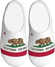 [EdWal] California State Flag print Winter Warm Slippers Indoor Anti-skid Plush Slippers Relaxing at Home for Women Men