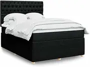 Generic Box Spring Bed with Mattress Black Queen Fabric,Furniture,Beds & Accessories,Beds & Bed Frames