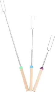 Telescopic Stainless Steel Forks Grilling Fork Set for Hot Dogs Sausage Steak Bacon Non-Slip Handle Easy to Store for Camping Outdoor Activities