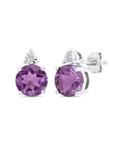 MaxColor Silver 2.40 ct. tw. Amethyst Stud Earrings